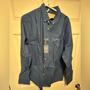 AMERICAN EAGLE MENS PREMIUM INDIGO BUTTON DOWN OXFORD SHIRT